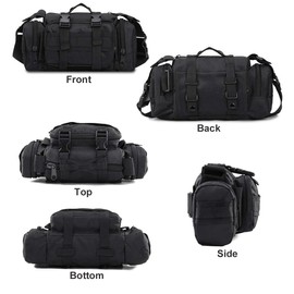 BraveHawk OUTDOORS Bike Handlebar Bag, 900D Nylon Oxford Multi-purpose Waist Bag Water Resistant Bicycle Cycling Pack (Black)