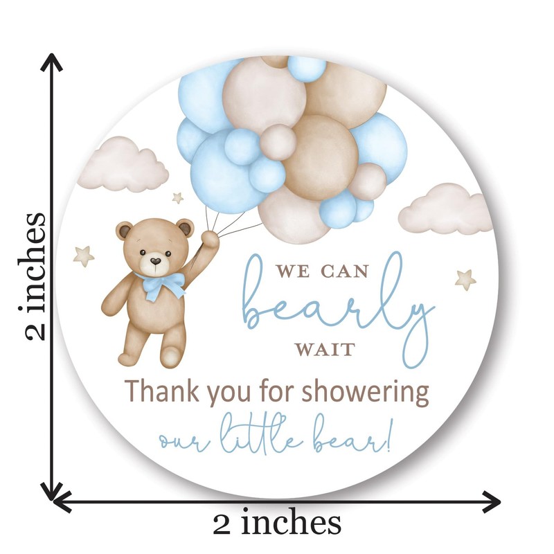 2" Round Boho Bear Balloons Baby Shower Thank You Favor