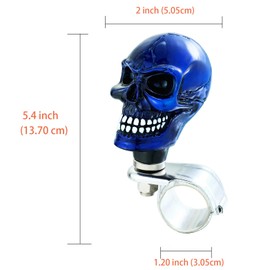 Arenbel Skull Steering Wheel Booster Brody Assist Knob Car Turning Spinner Power Handle Fit Most Vehicles Trucks Boats, Blue
