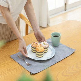 ARASAWA Washable Placemat, Lunch Cloth, Cloth, Washable, Simple, Men's, Women's, Cute, Stylish, Easy Care, Mat, Sheet (Black)