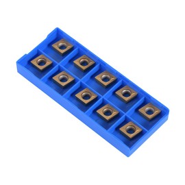 10-Piece Diamond Shape Reversible Cutting Tools Rotary Tools, CNC Carbide Insert Milling Cutter with Storage Box, Ccmt09t304 Ccmt32.5, Golden