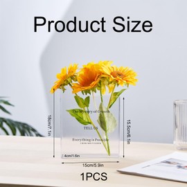 RUINIPOT Bookend Vase for Flowers, Cute Bookshelf Decor, Unique Vase for Book Lovers, Artistic and Cultural Flavor Acrylic Vases for Home Office Decor, A Book About Flowers (Trapezoid