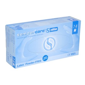 Sempercare 8237 81735/3000001781 Edition Disposable Protection and Examination Gloves Made of Natural Latex, Powder-Free, Size Medium (7-8), Natural White (Pack of 100)
