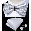DiBanGu Sequin Bowtie for Men Solid Adjustable Pre-tied Bow Tie
