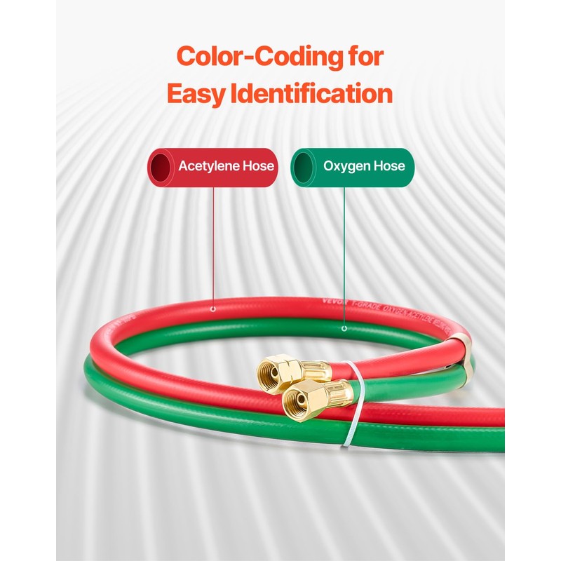 VEVOR Oxygen Acetylene Hose, 1/4-Inch x 100FT Oxy Acetylene Hose