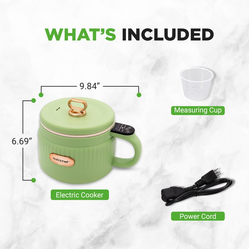 NutriChef 1.6 QT Portable Electric Rice Cooker & Lunch Maker