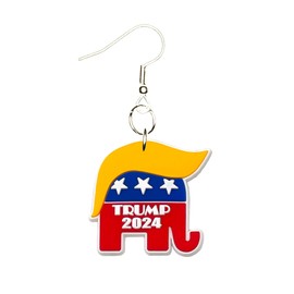 Trump 2024 Earrings Hypoallergenic Silver Plated Fishhooks Yazzle Dazzle Vote Voting Election President Democrat Republican Congress Senate White House