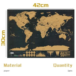 Weltkarte Rubbeln, Hillylolly Rubbel Landkarte, Scratch Map World, 42.5 x 30cm, für Reiseliebhaber