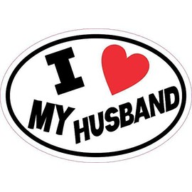 StickerTalk Oval I Love My Husband Vinyl Sticker, 5 inches by 3.5 inches