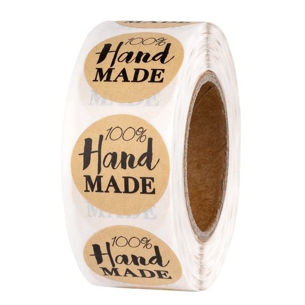 Ideen mit Herz Kraft Paper Stickers, 100% Handmade, Diameter 2.5