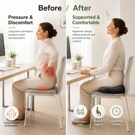 Donut Seat Cushion for Sitting Comfort – Memory Foam Tailbone Pillow for Office, Car, and Home Chairs
