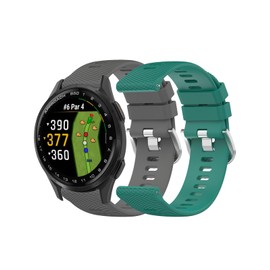 Compatible for Garmin Approach® S50 Smartwatch Band，Replacement New Soft Sport Silicone Waterproof Strap Wristbands for Garmin Approach® S50 Smartwatch.Mystic gray+pine green