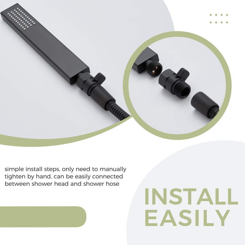 Aomasi Shower Head Valve Shut- off, Matte Black Flow Restrictor
