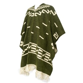 Handmade Alpaca Wool Poncho for Men, Western Andean Design, Thick, Soft and Warm, Artisan Made in Ecuador, Inspired by Clint Eastwood