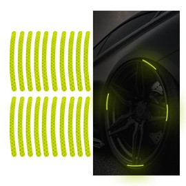 20PCS Car Wheel Stripe Reflective Stickers, Car Wheel Night Safety Warning Stickers Anti-Scratch Reflective Rim Stickers, Car Wheel Safety Decorative Decals for Motorcycles, Bicycles (Yellow)