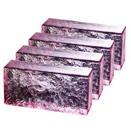 4 Pack-7.9"x3.9"x2" Pink Glass Block-ice Crystal Patterned Rectangular Solid Glass Brick - Used in Building Fields Such as Wall partitions, as Well as for DIY Lighting fixtures, DIY Tables etc.