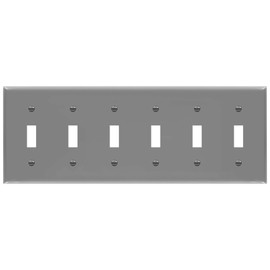 ENERLITES Six Gang Light Switch Wall Plate, Toggle Switch Plate, Gloss Finish, 6-Gang Mid-Size 4.88" x 12.22", Unbreakable Polycarbonate Thermoplastic, 8816M-GY, Gray
