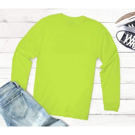 Miracle(Tm) Neon Underscrub High Visibility Undershirts - Adult Wicking Mens Sports Long Sleeves Green T Shirt (L)