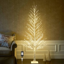 Hairui Lighted Twig White Alpine Tree with Fairy Lights 6FT 810 LED for Indoor Outdoor Home and Christmas Holiday Decoration