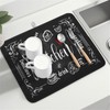 Kawani Black Coffee Bar Dish Drying Mats for Kitchen Counter