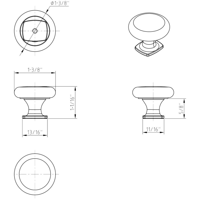 Jeffrey Alexander Belcastel 1 1-3/8" Diameter Mushroom Knob, Distressed Oil