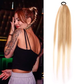 Ponytail Extensions Synthetic With Hair Tie Wrap Around Hair Braid Extensions Brown Blonde Chignon Tail Rubber Band Hair Ring 26 Inch Ombre Braid DIY