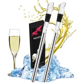 HOTUT 2 varillas enfriadoras de vino, barra enfriadora de acero inoxidable con boquilla, juego de enfriador de vino, enfriador de botellas de vino para vino rojo y blanco, accesorios de vino regalo
