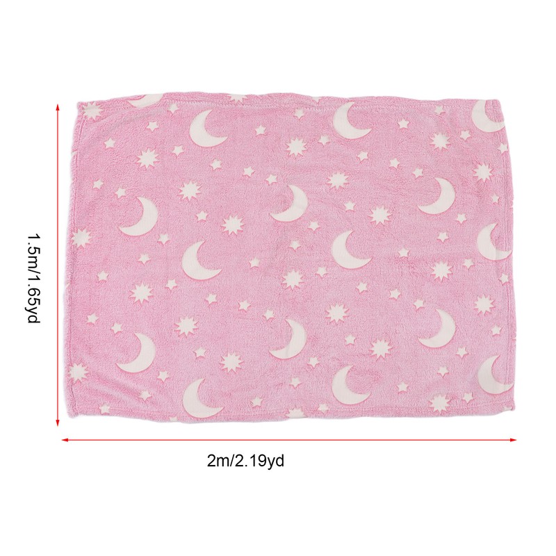 1.5x2m Luminous Blanket Double Side Flannel Star Moon Design Soft