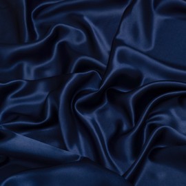 Fynite Charmeuse Satin Fabric | 5 Yards | 44" Wide | Soft & Shiny Cloth Fabric, Silky Satin for Bridal Wedding Dress, Fashion Crafts, Costumes, Decorations, Sewing, Draping - Navy Blue