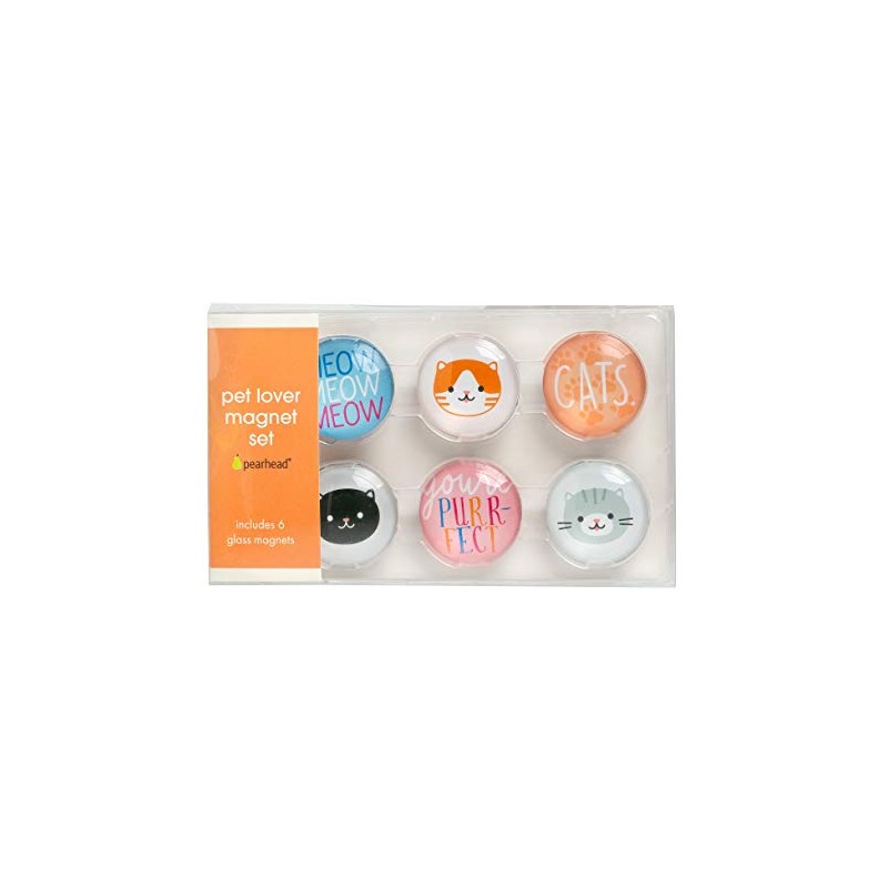 Pearhead Cat Kitchen Magnets, Pet Themed Refrigerator Magnets, Cat Décor