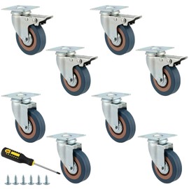 MOUYAT 8 Pack 3 Inch Caster Wheels Set, 880lb Capacity 4 with Lock Brake Heavy Duty Swivel Plate Casters, 360 Degree Caster Wheels for Furniture, Workbench, Movers Dollies