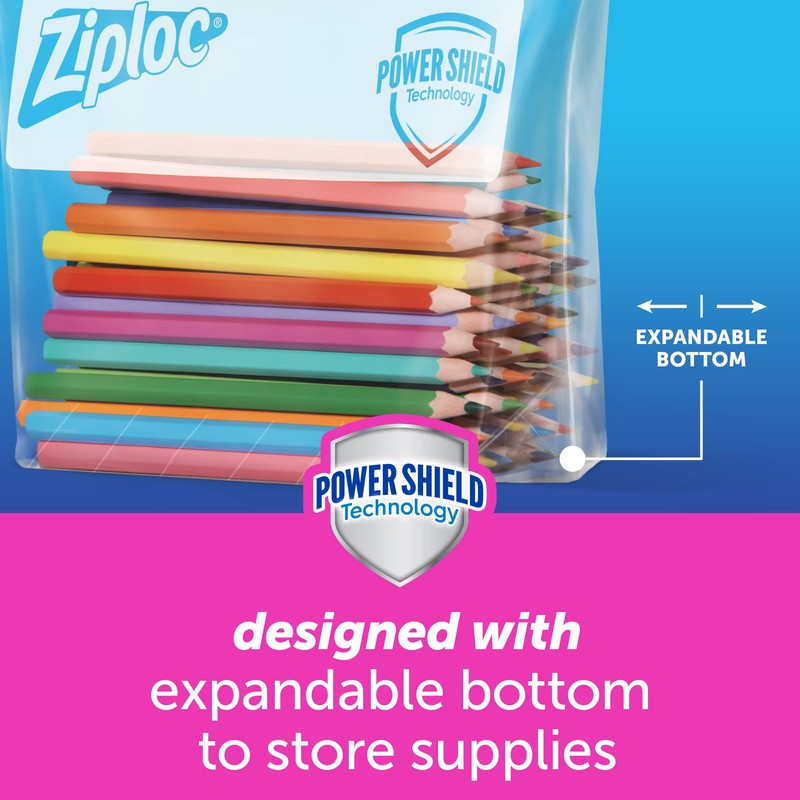 Ziploc Quart Food Storage Slider Bags, Power Shield Technology for