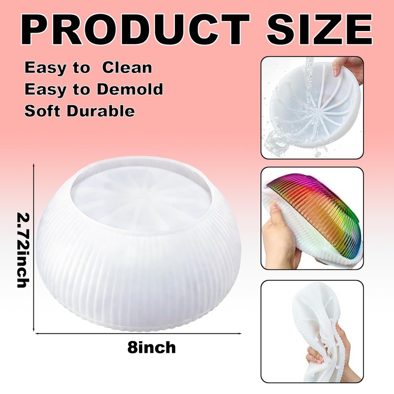 Large Bowl Resin Mold, Round Striped Deep Bowl Epoxy Resin