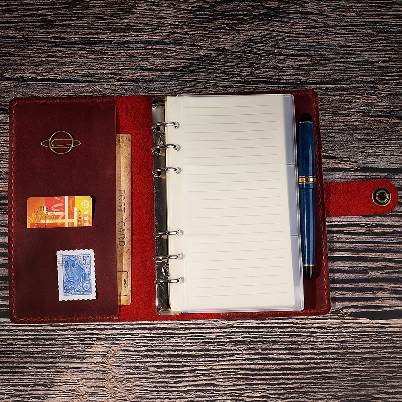 ROTERDON System Notebook A6 Leather 2026 6 Holes, Refill Included,