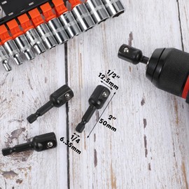 JJUNW 5 Pcs 1/2 Impact Adapter, Black Drill Socket Adapter, Hex Shank Manual Impact Driver for Impact Driver, Automotive Diy, Extension Socket Driver Bits(1/2 * 50mm)