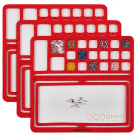 BENECREAT Red Felt Beading Trays, 11x11.8 Inch Felt Bead Design Board, Felt Beading Mat for Jewelry Making Beading Supplies