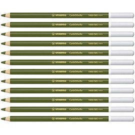 STABILO 1400/585"Carb0thello Chalk-Pastel" Colouring Pencil - Olive Green (Pack of 12)