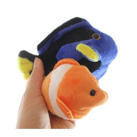 Set of 2 Cute Plush Fish - Blue Tang and Clownfish - Stuffed Animals- Adorable Mini Plushie Ocean Sealife Stuffie Orange Striped Fish