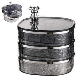Rotating Jewelry Storage Box - 3 Layer Organiser Box for Women's Jewellery - Earrings, Rings, Necklaces, Watches & Bracelets