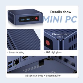 Beelink Mini PC, Intel 12th Gen Alder Lake N95 (up to 3.4GHz), 8GB DDR4 RAM 256GB SSD, Mini S12 Desktop Computer Support 4K Dual HDMI Display/USB 3.2/WiFi 5/BT4.2/Gigabit Ethernet