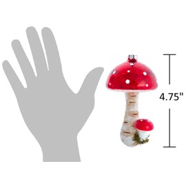 The Bridge Collection 4.75" Glass Toadstool Mushroom Ornament - Red Mushroom Christmas Ornament - Toadstool Woodland Ornament