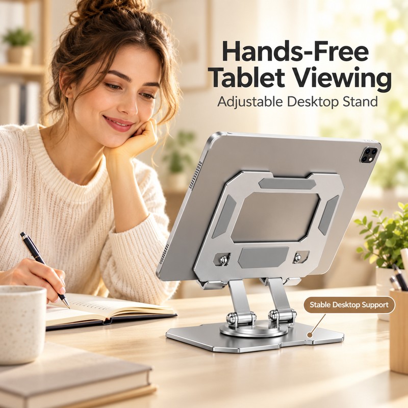 Foldable Tablet & Phone Stand for Desktop Use – 360°