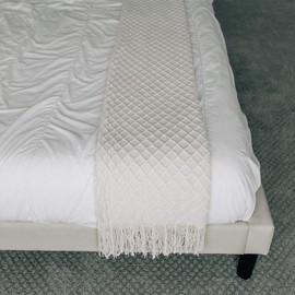 GRACED SOFT LUXURIES Throw Blankets Textured Soft for Sofa Couch Decorative Knitted Tassle Fringe Blanket (Ivory, Extra Large 60" x 80")