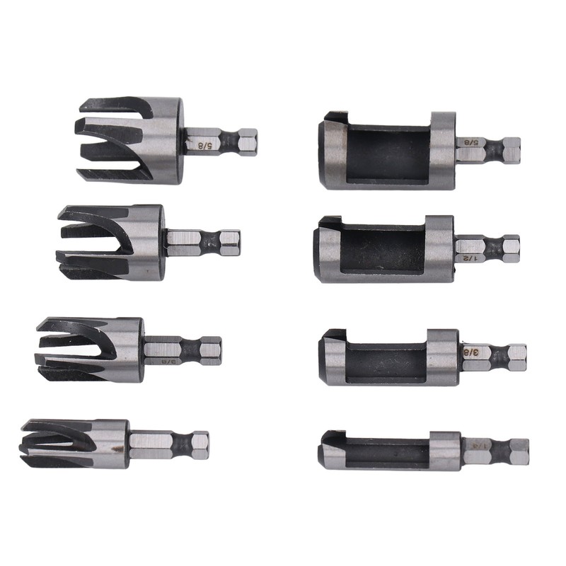 8PCS Set Wood Plug Cutter Drill Bit Hex Shank 4PCS