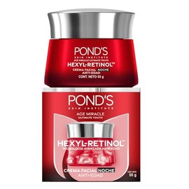 PONDS Crema Facial Antiedad Noche Age Miracle Ultimate Youth con Hexyl-Retinol para piel ms firme, luminosa y joven, disminuye las lneas de expresin  