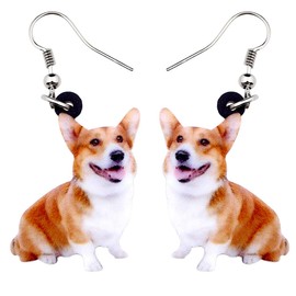 NEWEI Acrylic Smile Welsh Corgi Pembroke Dog Dangle Earrings Drop Pet Ornaments Jewelry For Women Gift Charm