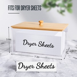 JYPS Acrylic Dryer Sheet Holder Container with Bamboo Lid for Laundry Room Decor Organization and Storage, Clean Dryer Sheet Detergent Pods Dispenser Box with Dryer Sheet Label