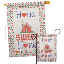 Breeze Decor S100062-BO Welcome Inspirational Sweet Home Decorative Vertical Flags Set, House 28"x 40" & Garden 13"x 18.5", Multi-Color