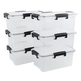 Sosody 6-Pack 12 Quart Clear Storage Latching Box, Plastic Latch Box with Lid