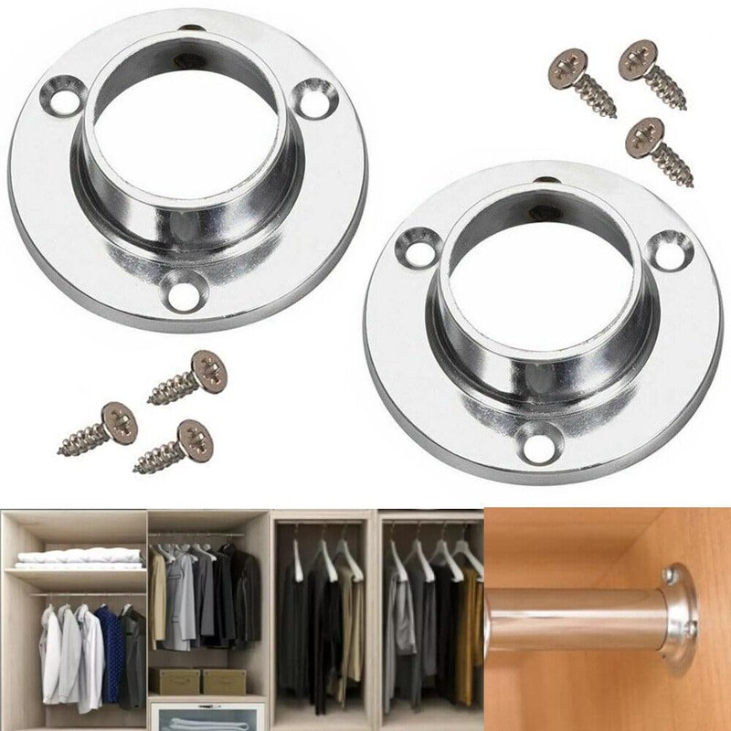 Round 25mm Wardrobe Rail Locking End Socket Suit Chrome Wardrobe